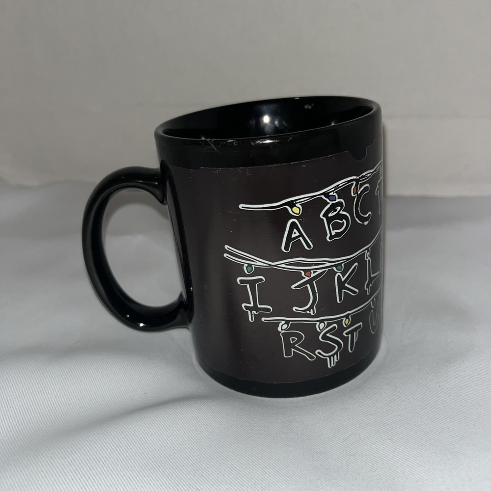 Stranger Things Alphabet Christmas Lights Coffee Mug Netflix -black